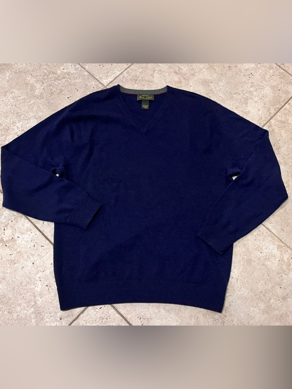 Orvis Signature Collection Sweater Mens L Large 100% Cashmere V-Neck EUC Blue